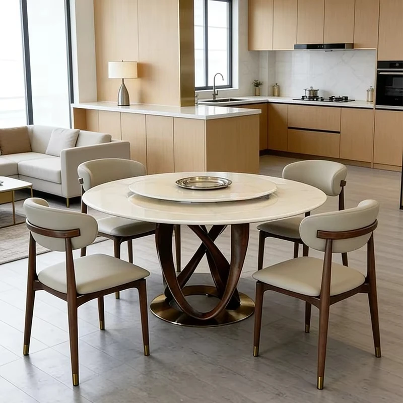 

#Creative Mid-Century Dining Table And Chairs Modern Minimalist Home Marble Solid Wood Round
