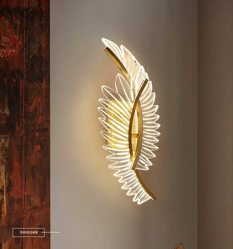 

Nordic LED Wall Lamp Feather Wings Designer Artistic Living Room Wall Light Bulb Bedroom Bedside Lamp Room Lighting