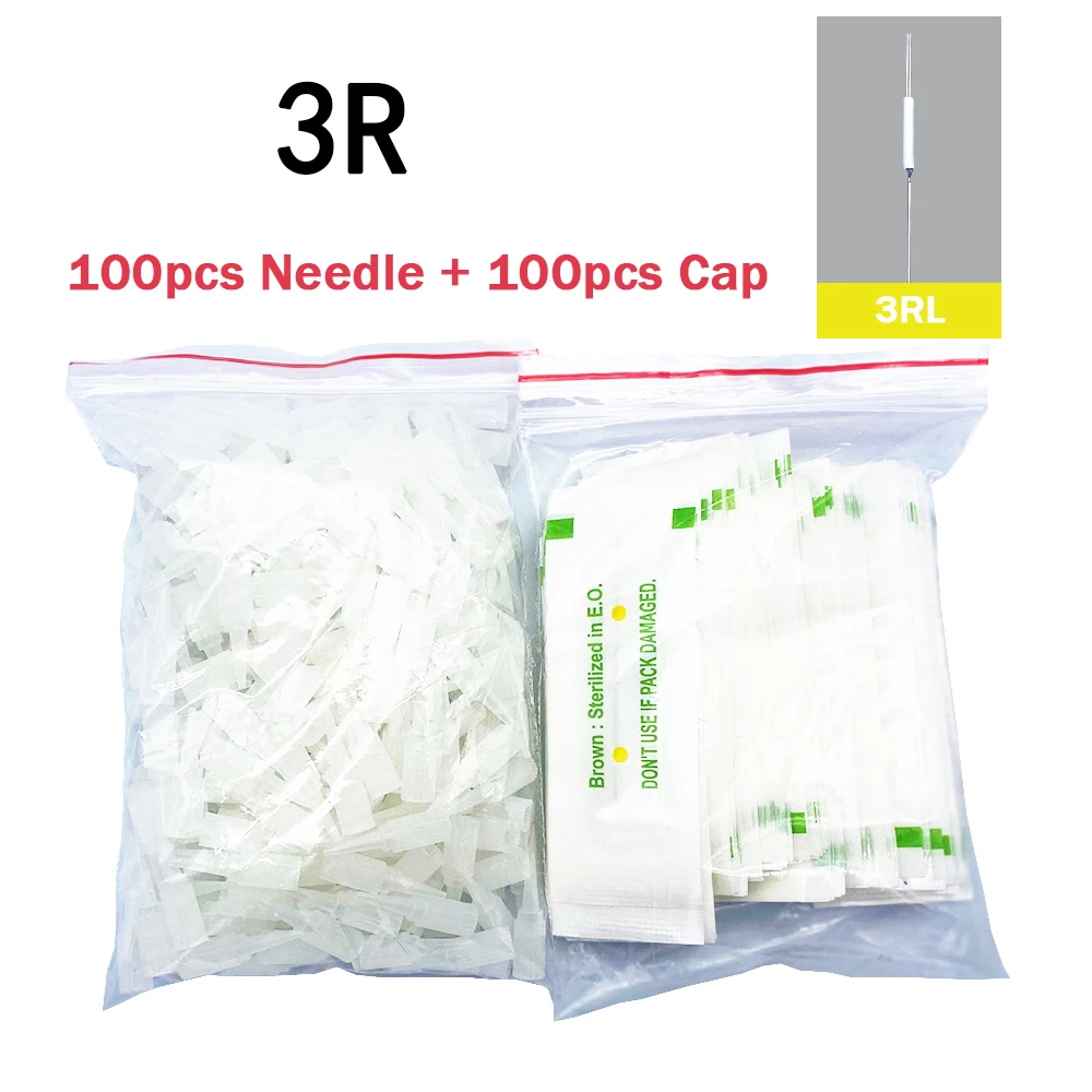 Professional 100PCS Agulhas 3r + 100PCS Ponteiras 3r Universal Dermografo Micropigmentation Pmu Needles for Tattoo Machine Pen