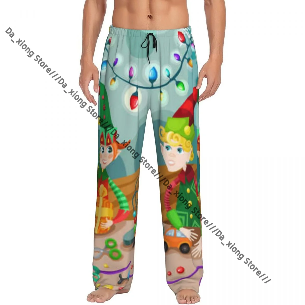 

Men Sleep Bottoms Male Lounge Trousers Men's Christmas Illustration Pajama Pants