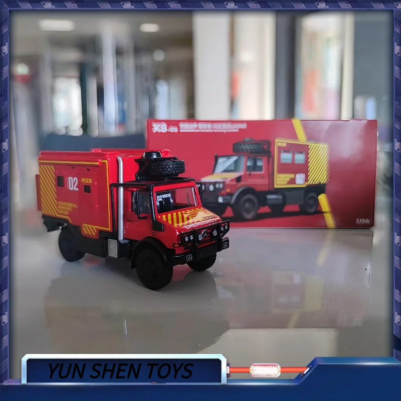 

Poprace Alloy Car Model 1/64 Unimog U4000 Rescue Car Model Boy Toy Car Rv Ornament