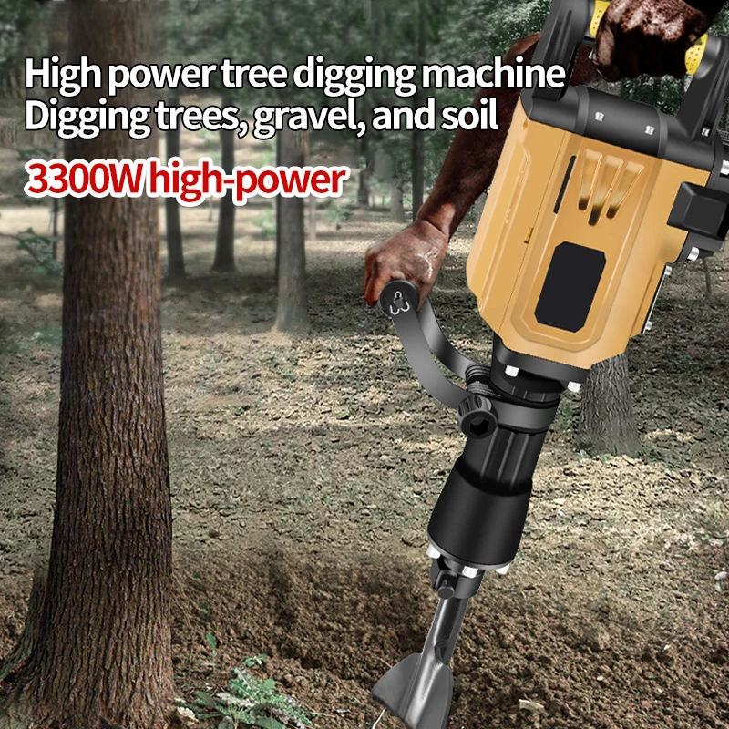 1650W Multifunctional Tree Digging Machine for Digging Trenching Tamping Breaking Stones Electric Hammer Tree Digging Machine