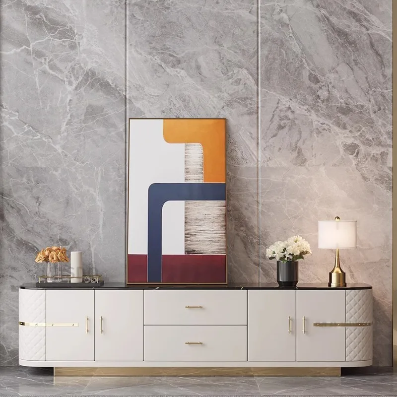 cabinet Post-modern Hong Kong-style marble villa Italian-style living room Modern American large-size floor cabinet set