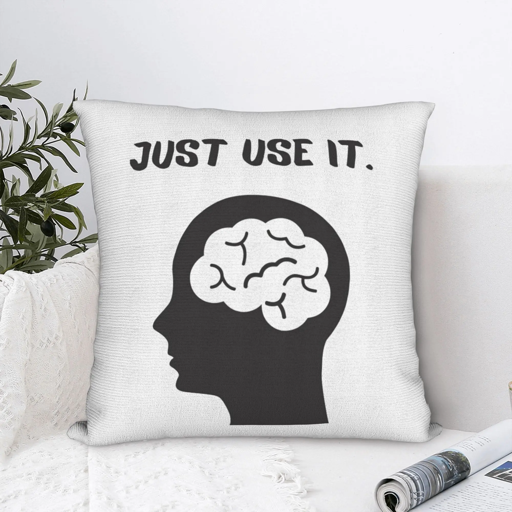 Brain Mind Just Use It Innovation  Pillowcase Polyester Cushion Cover Decor  Pillow Case Cover Home Zipper 45X45cm