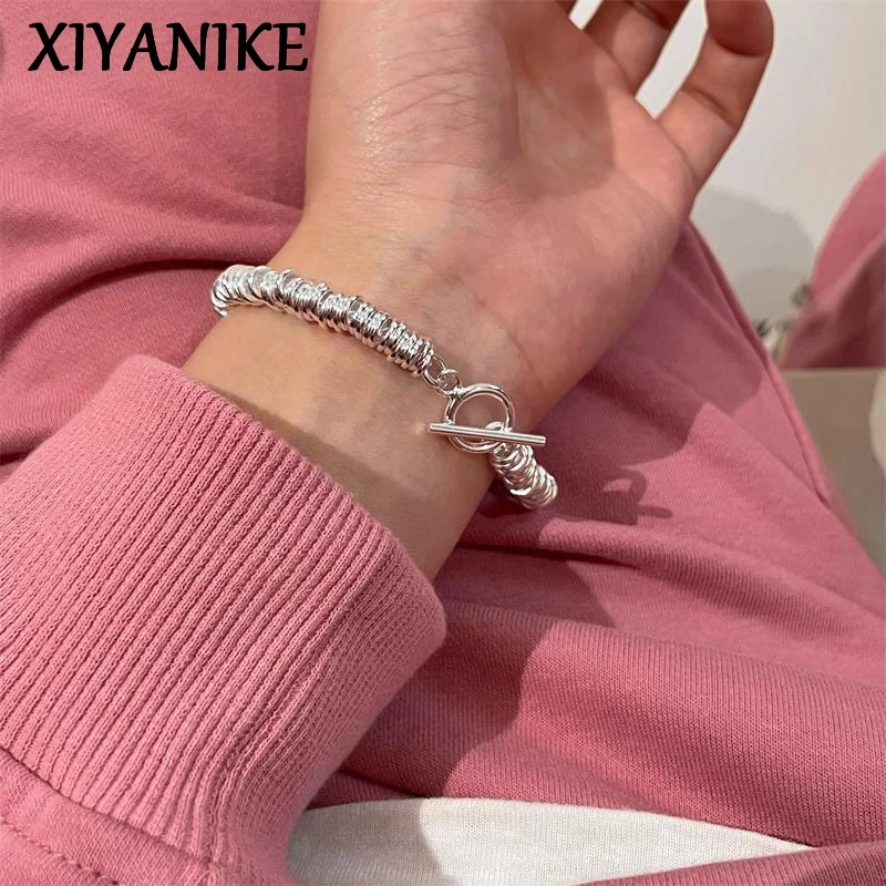 

XIYANIKE Vintage OT Buckle Thick Chain Bracelets Bangles For Women Girls Fashion Trendy Jewelry Gift Party bracelet femme