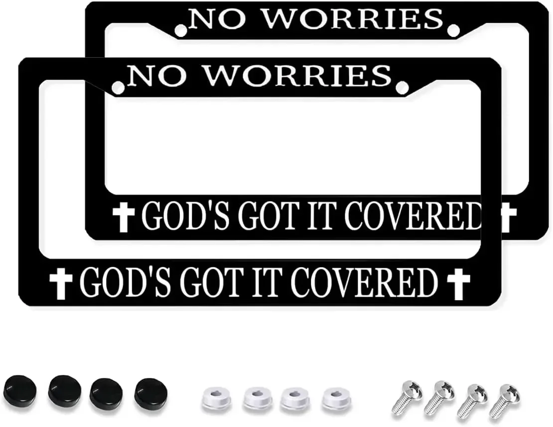 God's Got It Covered Christian License Plate Frame 2 Pack License Plate with 2 Holes Car Tag Framefor Women Men US Vehicles