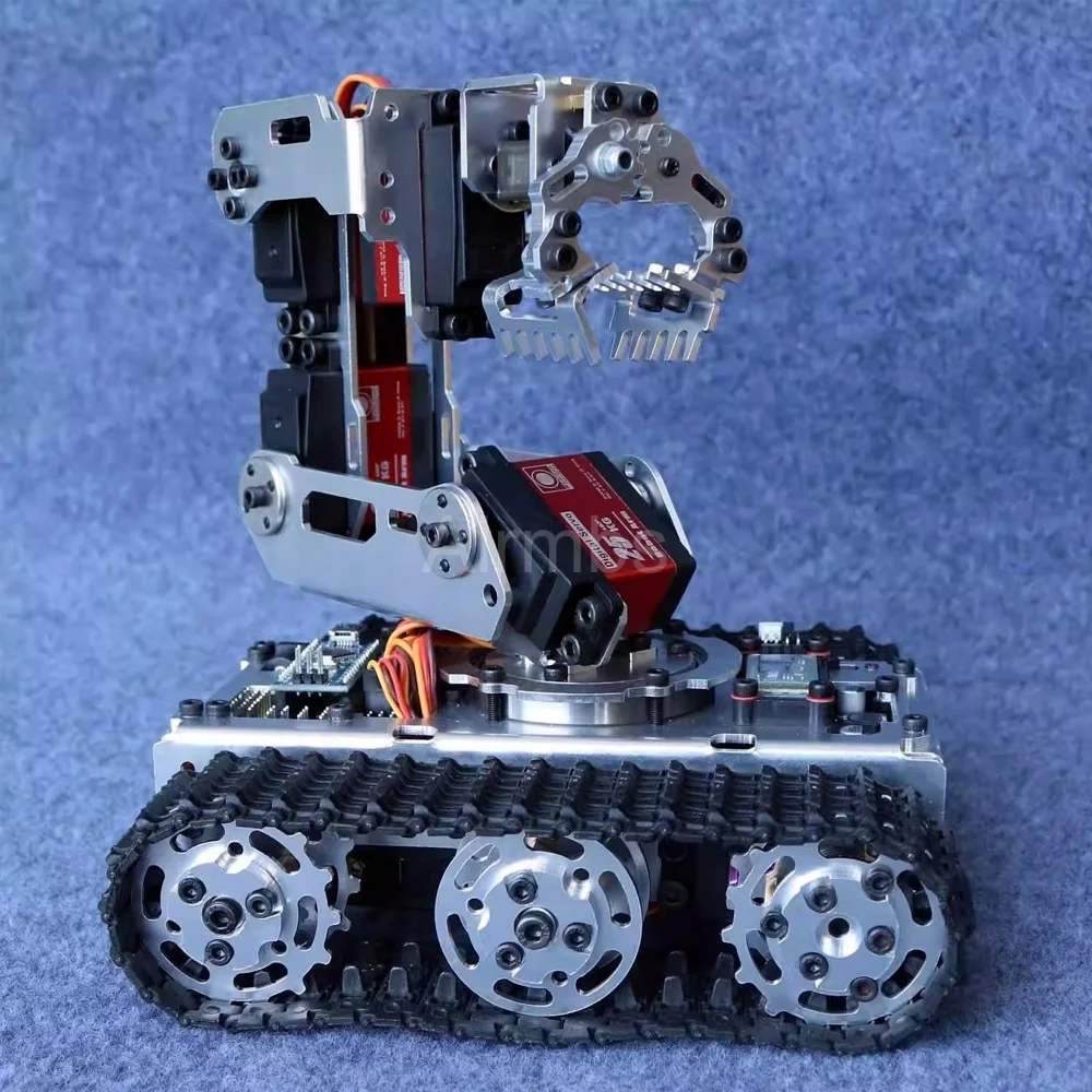 金属製モバイルタンクシャーシ、ロボットアームクロー付きロボットカー、Arduino、20KGデジタルサーボモーター、DIYメーカー競技