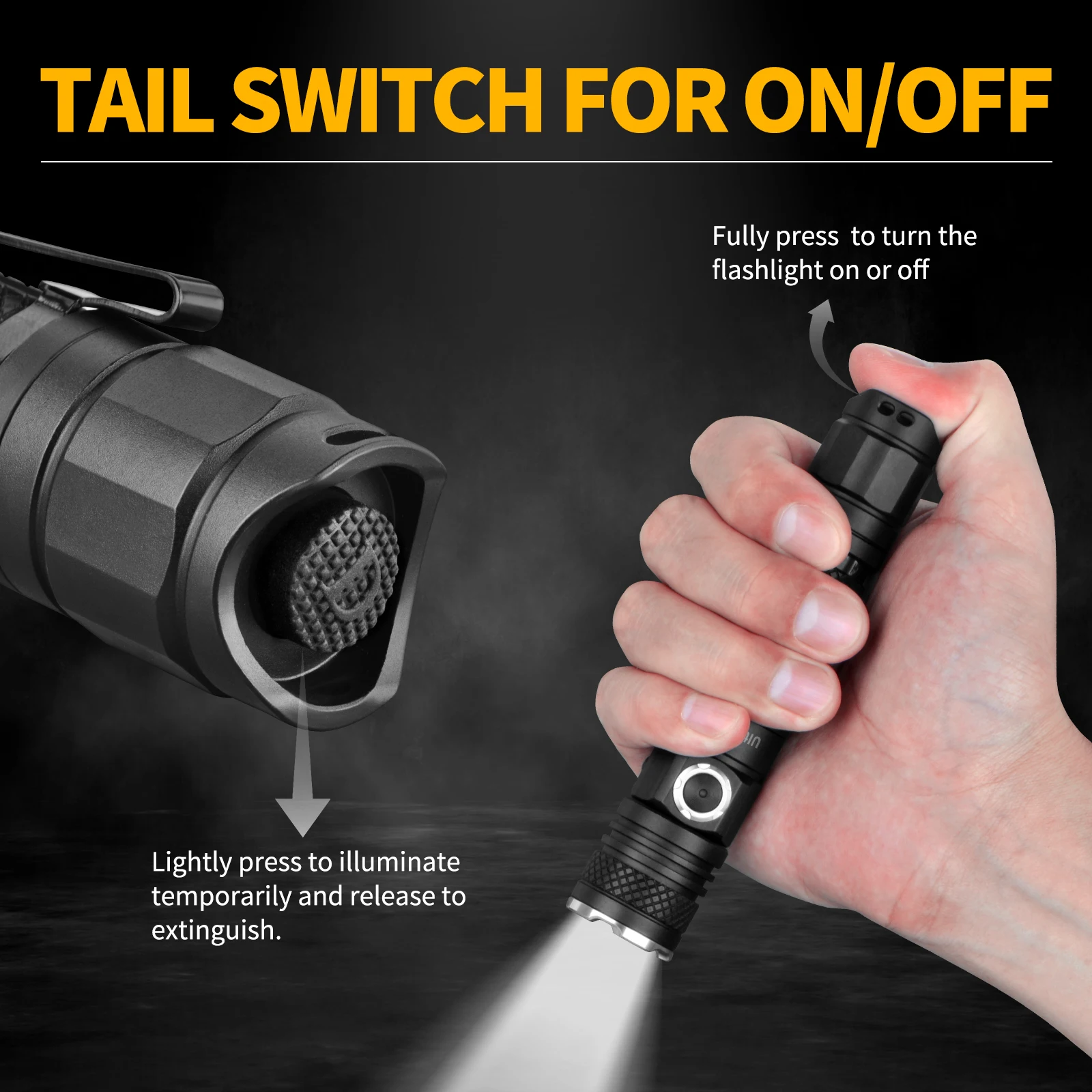 UltraFire T4 Tactical Flashlight 1200LM USB Rechargeable LED Torch with Duty Belt Holster Portable EDC Light for Police Military