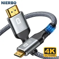 NIERBO Mini HDMI to HDMI Cable HD 4K 60Hz High-Speed Braided HDMI-compatible Cable Bi-Directional 2.0Cord for HDTV Tablet Camera