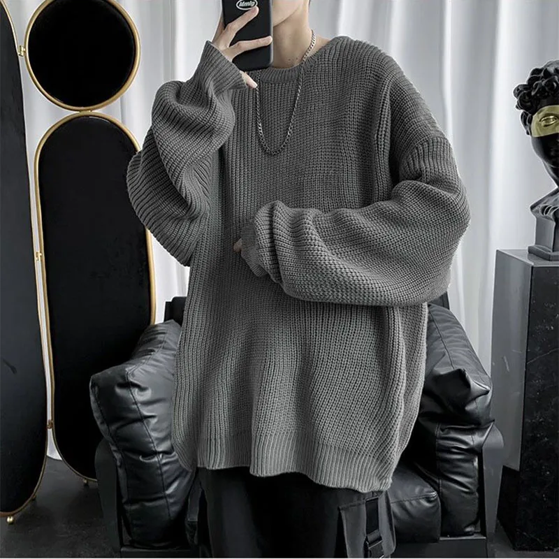 Fashio O-Neck Solid Color All-match Sweater Men's Clothing 2024 Autumn New Casual Pullovers Long Sleeve Loose Korean Tops