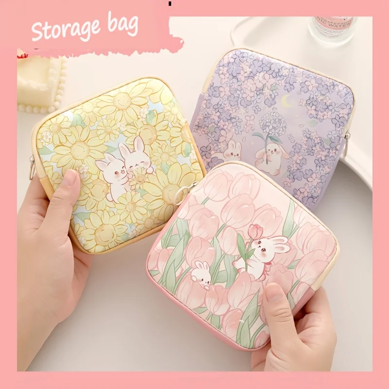 

Portablesmall bags for women,small bags forstoring earphonesand data cables,lipstick pouches,cartoon oil painting menstrual bags