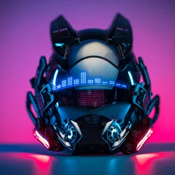 Led Cyber Mask DIY Custom Content Control By App, Night City Music Festival Fantastic Party Cosplay SCI-FI Helmet Gift Adults
