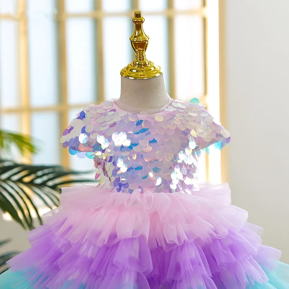 Robe à Paillettes pour Fille, Tutu d'Anniversaire, Accessoires de Photographie, de ix, à Fleurs