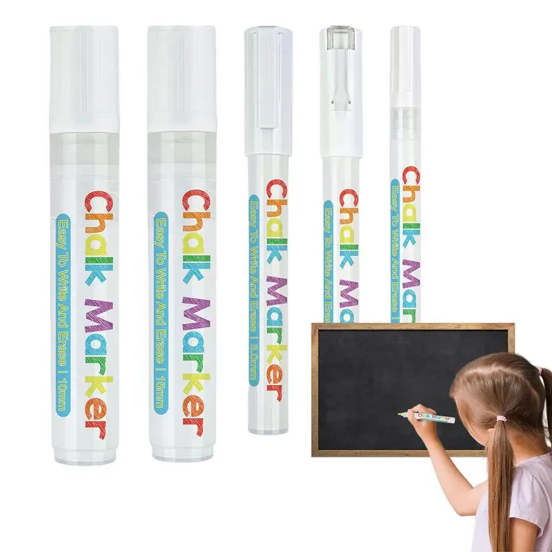 Liquid Chalk Markers 5Pcs Chalk Marker Pens Water-Based Ink Erasable Chalkboard Pens For Blackboard Chalkboards Signs Glass