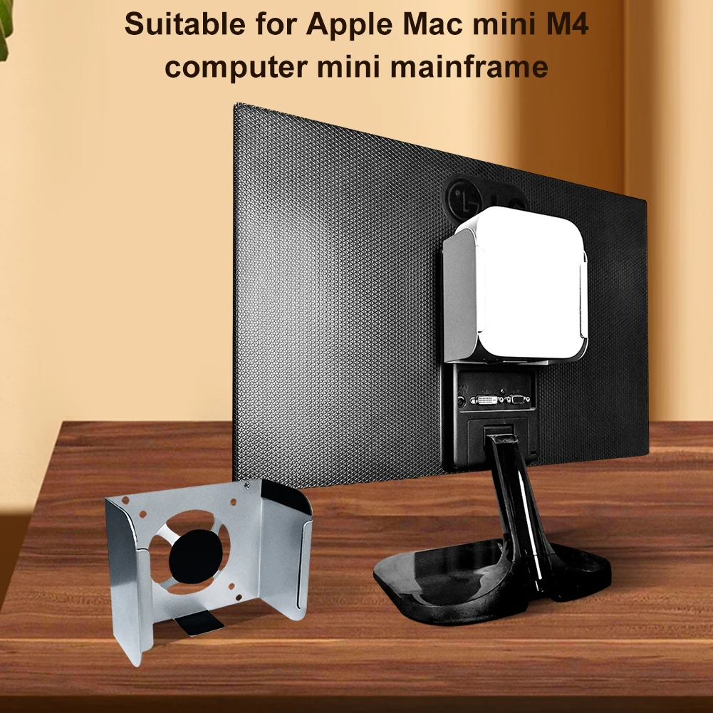 Under Desk Mount for Apple Mac Mini M4 Space-Saving Wall Mount Stand Metal Behind The Monitor Support Monut PC Accessories