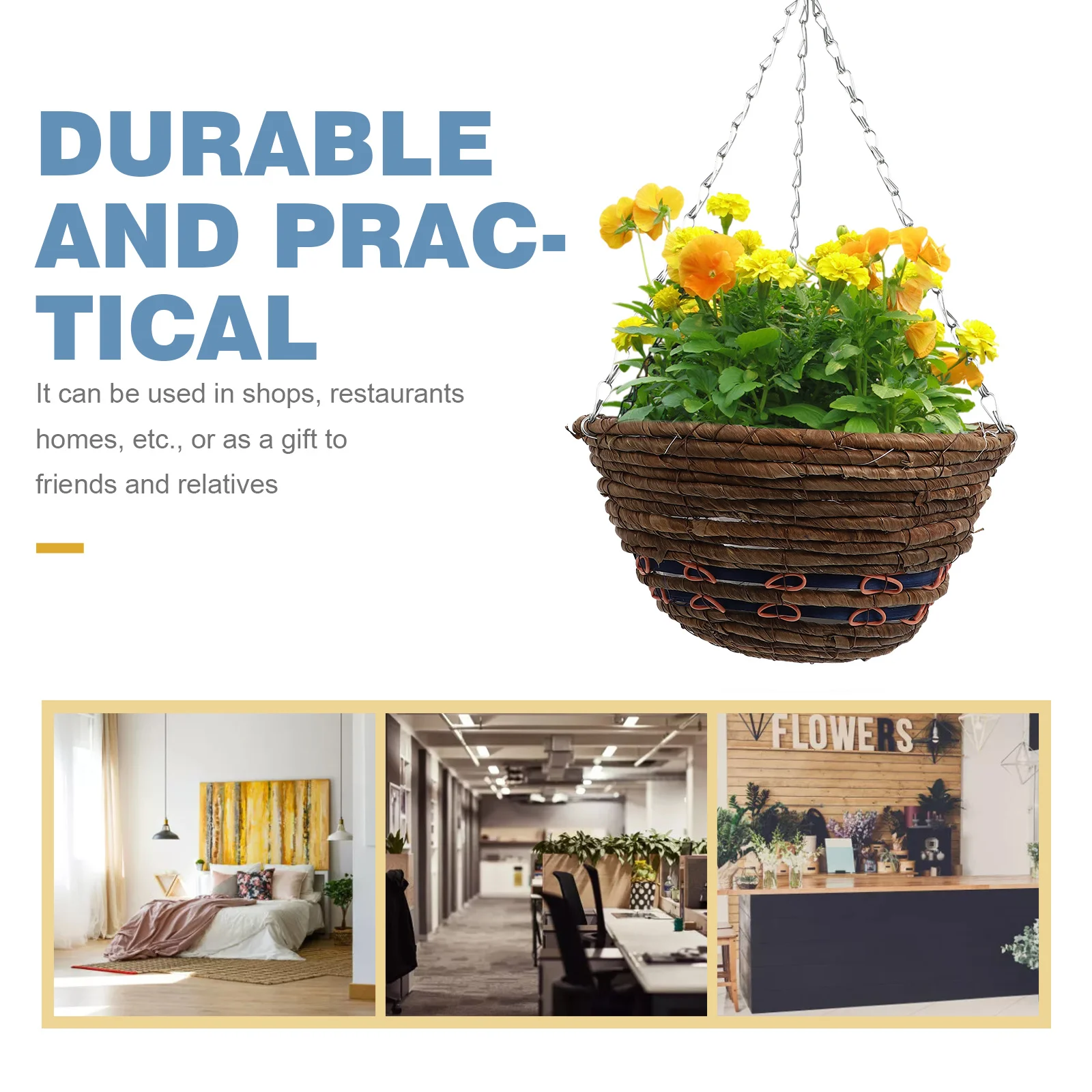 

1Pcs Rattan Woven Hanging Flower Basket Natural Willow Round Shape Storage Wall Hanging Home Decor Basket Home Decor