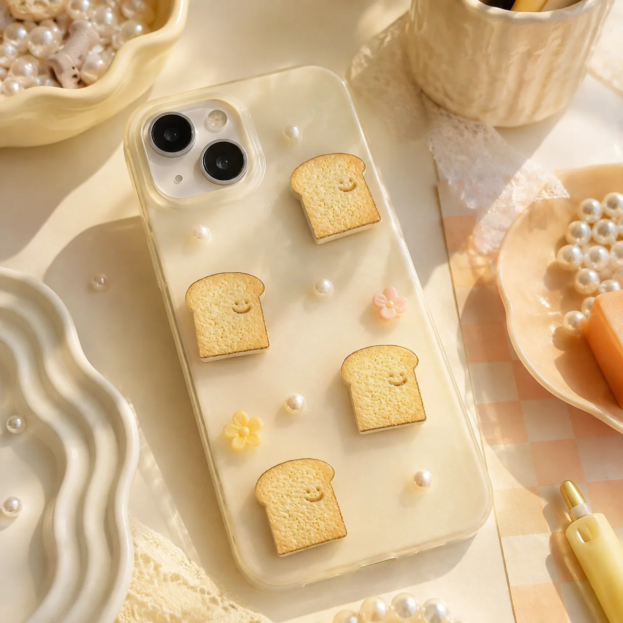 Phone Cases Wholesale - Groothandel Schattige Lachende Toast Brood Hars
