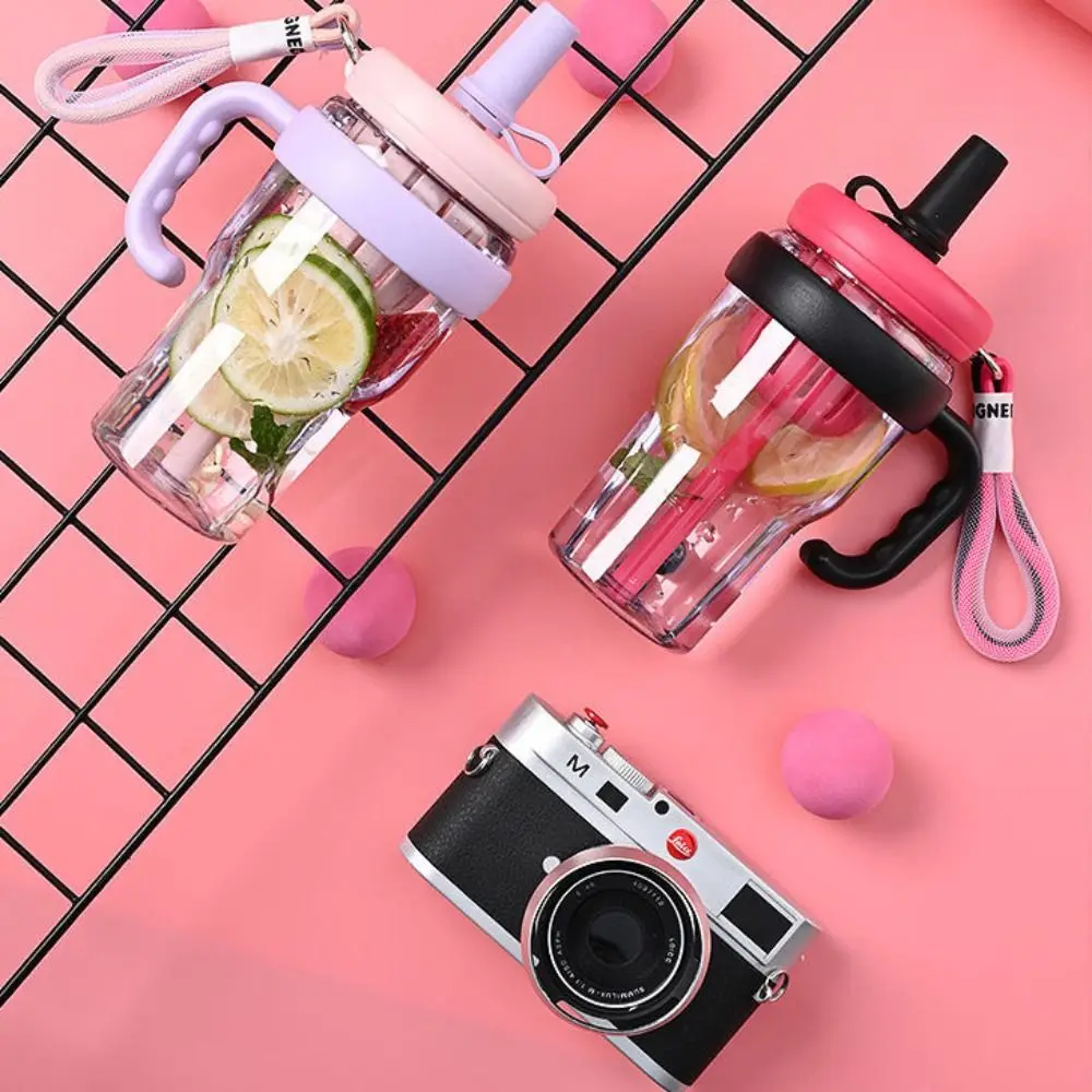 Good-looking Water Bottle with Straw Tea Infuser Leak-Proof Sports Water Bottle Colorful 1200ml Lucky Belly Cup