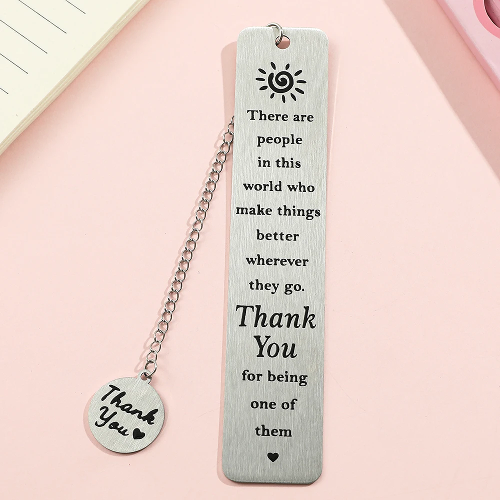 A stainless steel pendant bookmark with the theme of gratitude, an ideal reading gift to thank friends, benefactors, and colleag