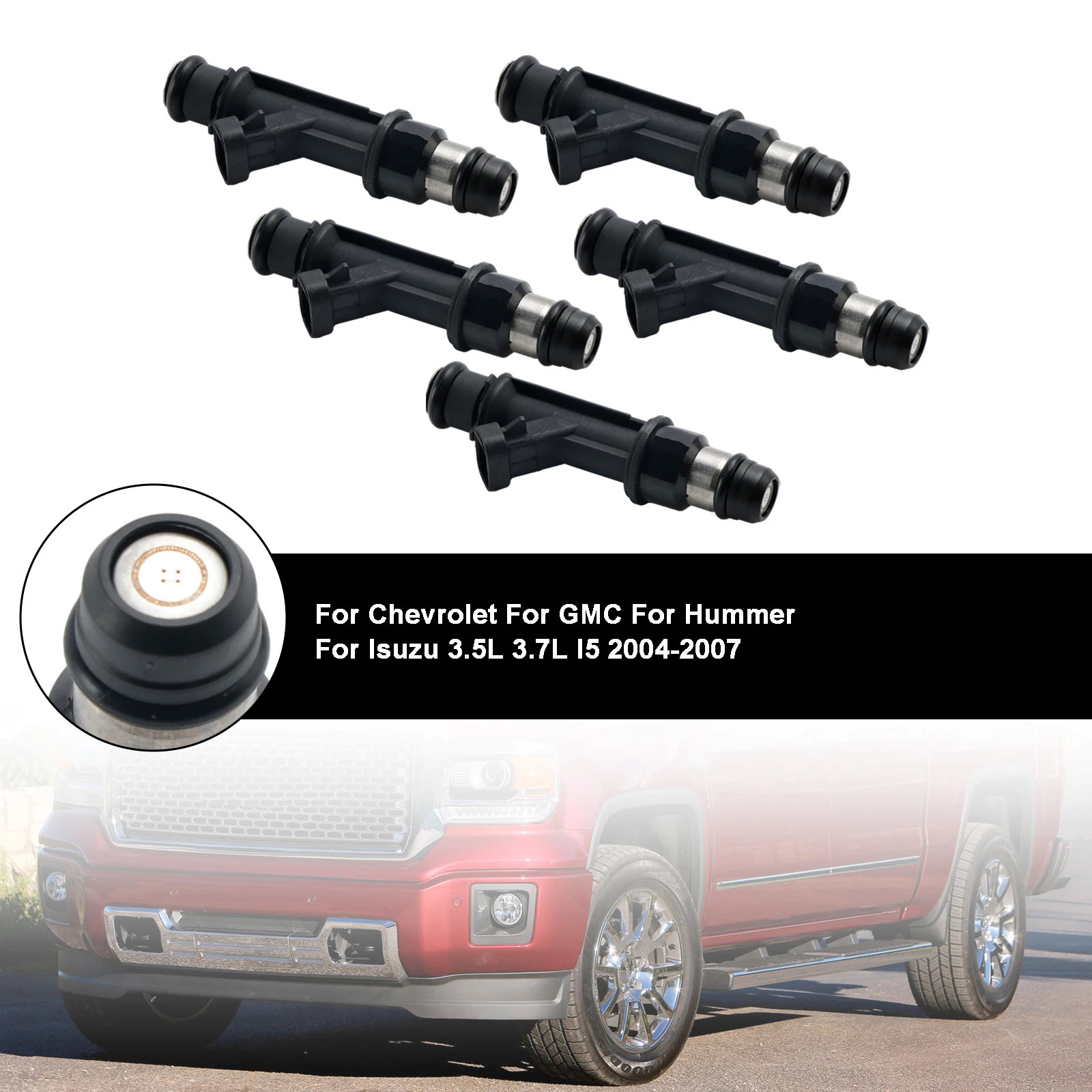 5PCS Fuel Injector 25380534 Fit for Hummer Fit for Isuzu 3.5 3.7 2004-2007 25345324