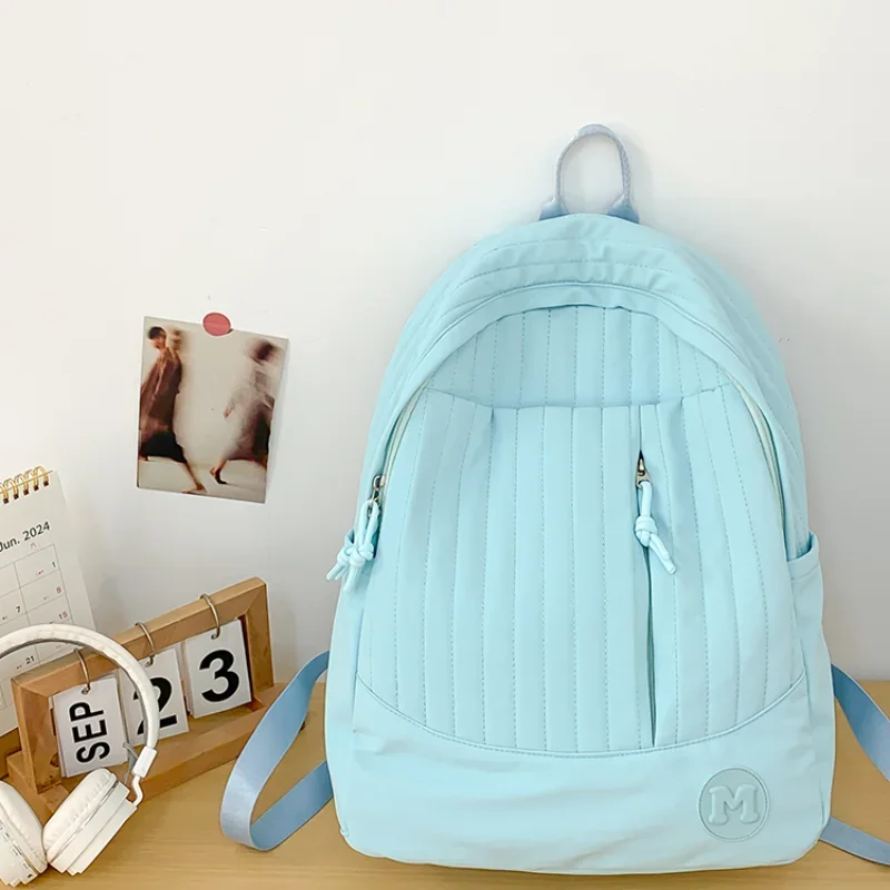 Solid Nylon 2024 High quality Backpack Soft Handle Air Cushion Belt Fashionable Backpack External Frame Soft College Style Bag