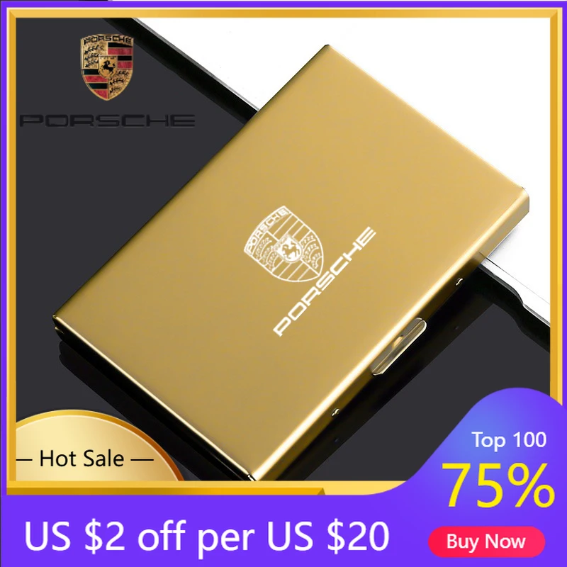 

Car Sticker For Porsche Cayenne Panamera Macan 911 1PC Car Emblem Card Holder Stainless Metal Steel Credit Wallet Money Bag For