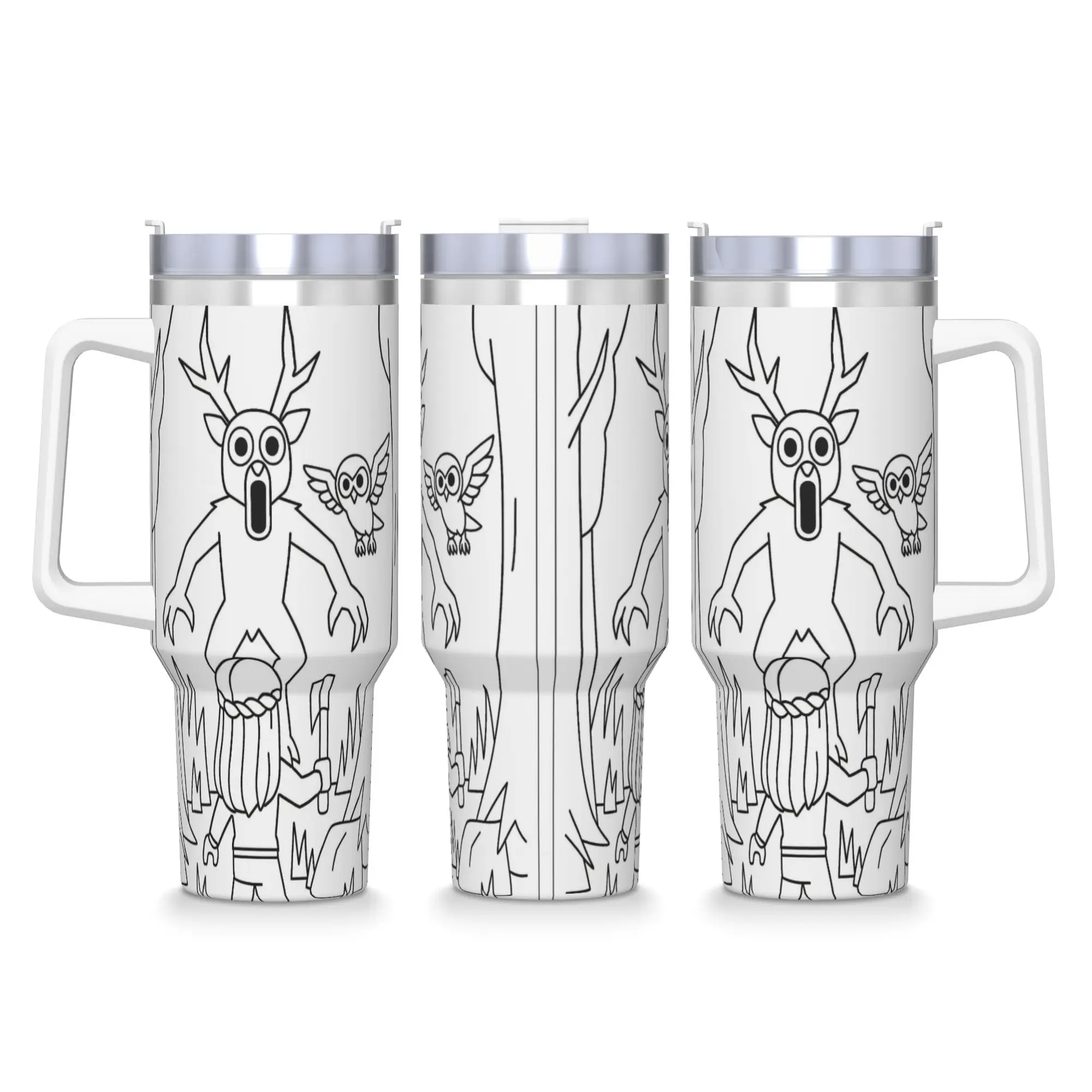 99 ليالًا في الغابة كوب من الفولاذ المقاوم للصدأ كوب حراري للسفر مع شفاطات وغطاء أكواب سيارة كبيرة زجاجة مياه للمشروبات الباردة