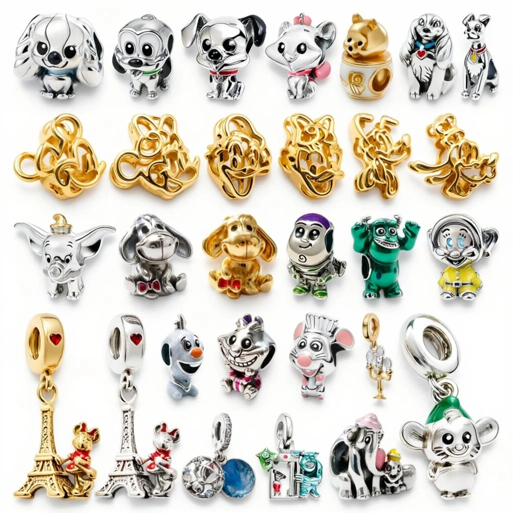 

New Disney Charms Mickey Mouse Pixar Monsters Frozen Dumbo & Mom Olaf Beads Fit Original Snake Bracelet DIY Fashion Jewelry Gift