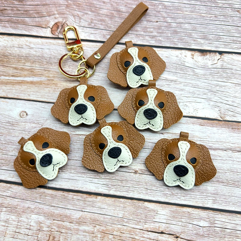 

Leather Beagle Keychain Pendant, Phone Holder, Bag Holder, Puppy Keychain, Goatskin Pendant
