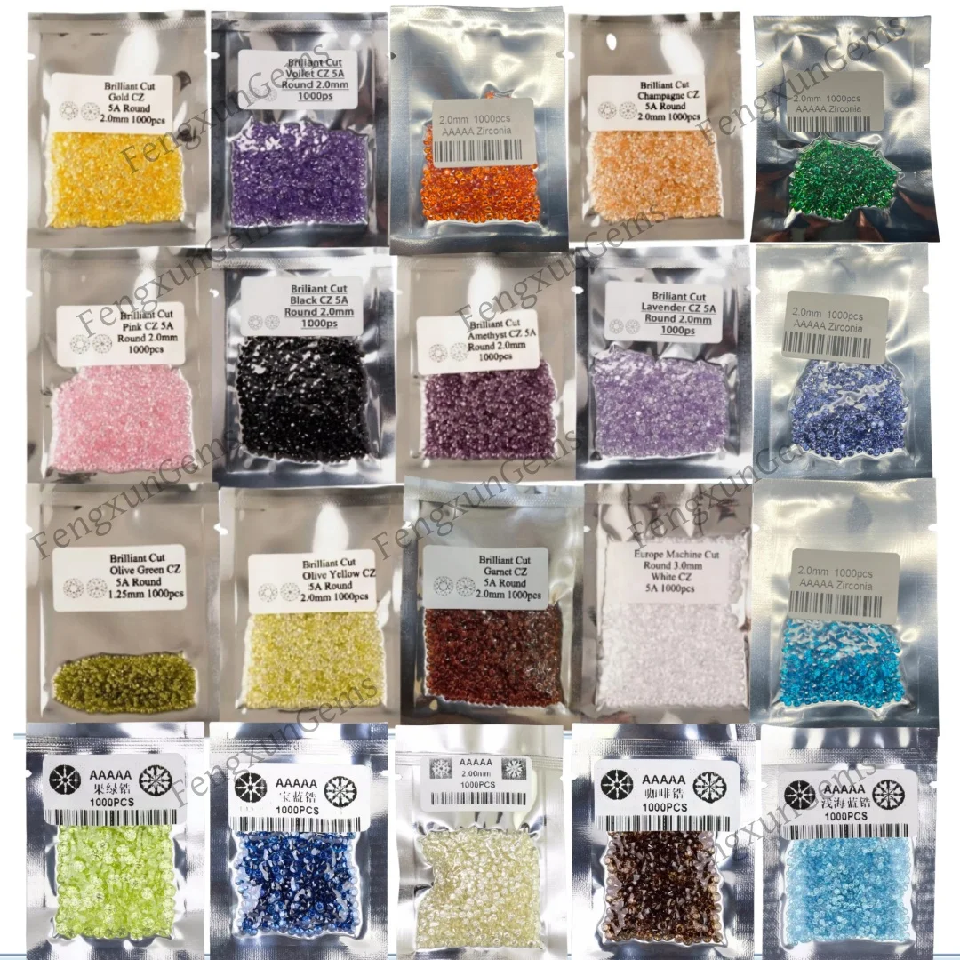 

1000pcs 0.8mm~3.5mm Round Shape Loose CZ Stone White Violet pink Yellow Orange AAAAA Cubic zirconia Material For Jewelry Make