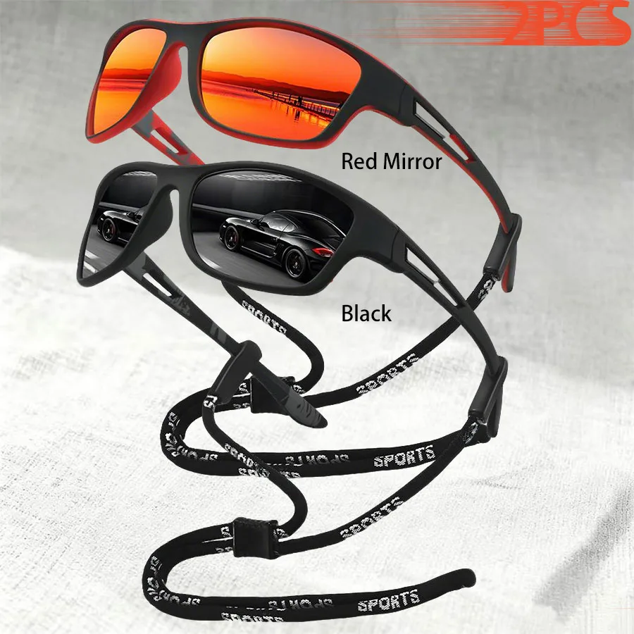 1-2 Stück Modische Muster-Sonnenbrille mit Kette Sport-Sonnenbrille für Männer und Frauen zum Fahren, Angeln, Radfahren, Bergsteigen Sport-Sonnenbrille für Herren – Detail 19