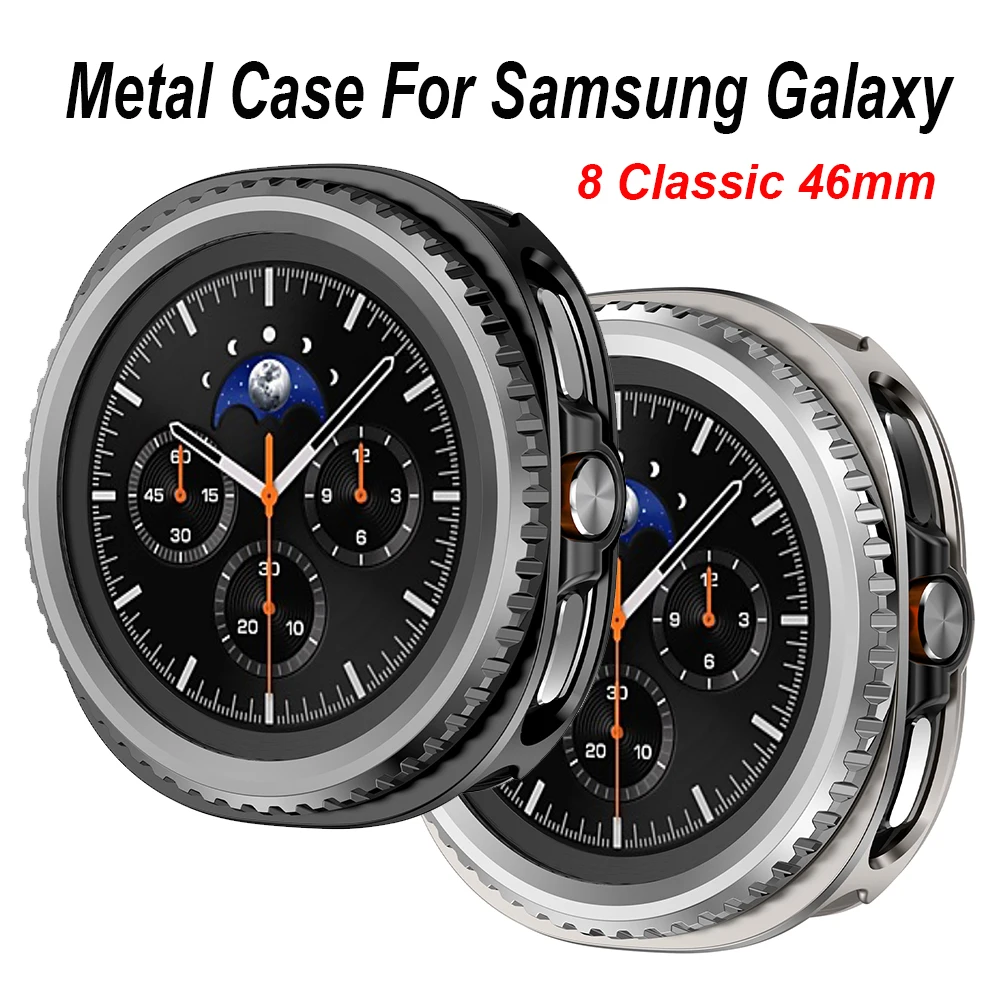 Capa de metal para samsung galaxy watch 8classic 46mm, acessórios, protetor rígido à prova de choque, capa protetora para galaxy watch 8classic