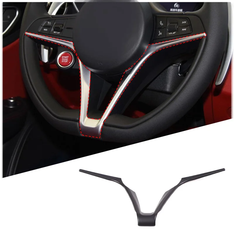 

Car ABS Carbon Fiber Style Inner Steering Wheel Cover Trim Frame Fit For Alfa Romeo Giulia Stelvio 2017 2018 2019 Car Accessory