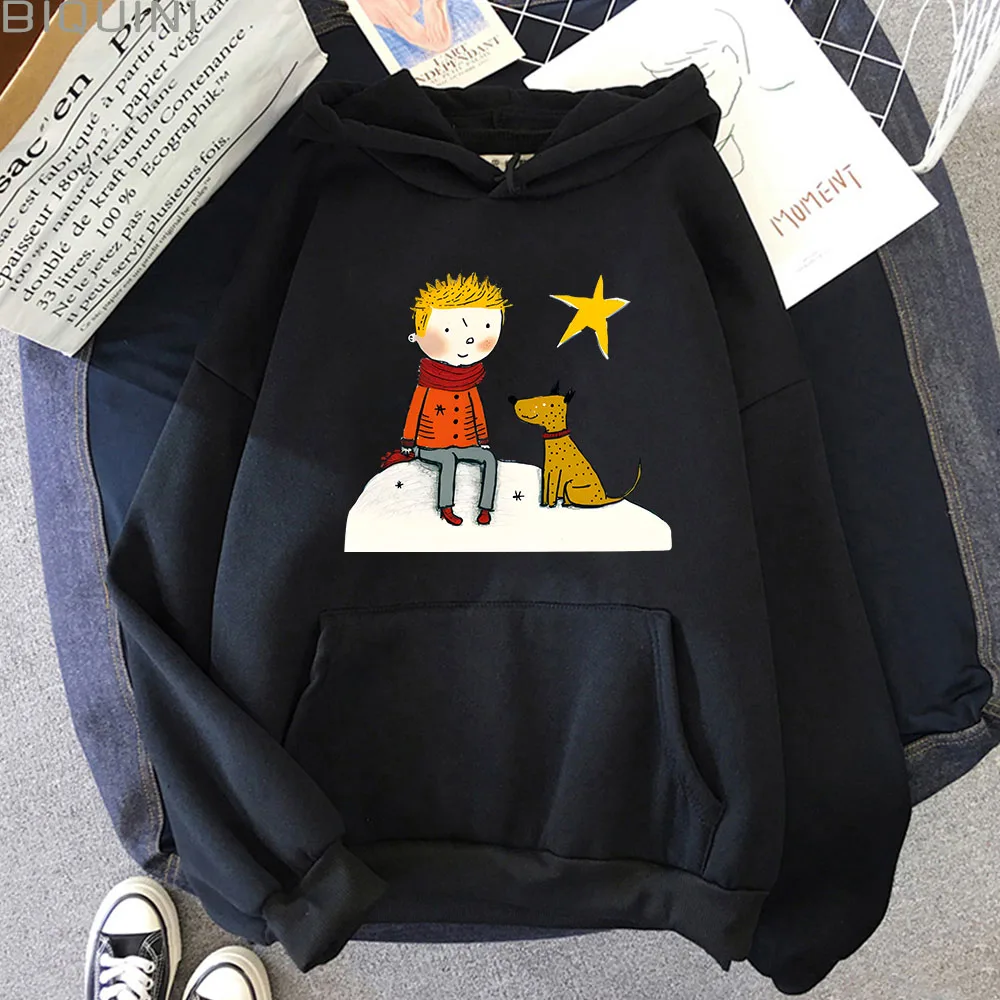 Little Prince Print Hoodies Men Women Japanese Anime Casual Long Sleeve Loose Sweatshirts 2024 Autumn Winter Cartoon Pullovers