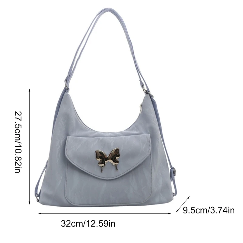 Bolso hombro multiusos con diseño mariposa estética, mochila con cremallera capacidad, bolso con correa ajustable