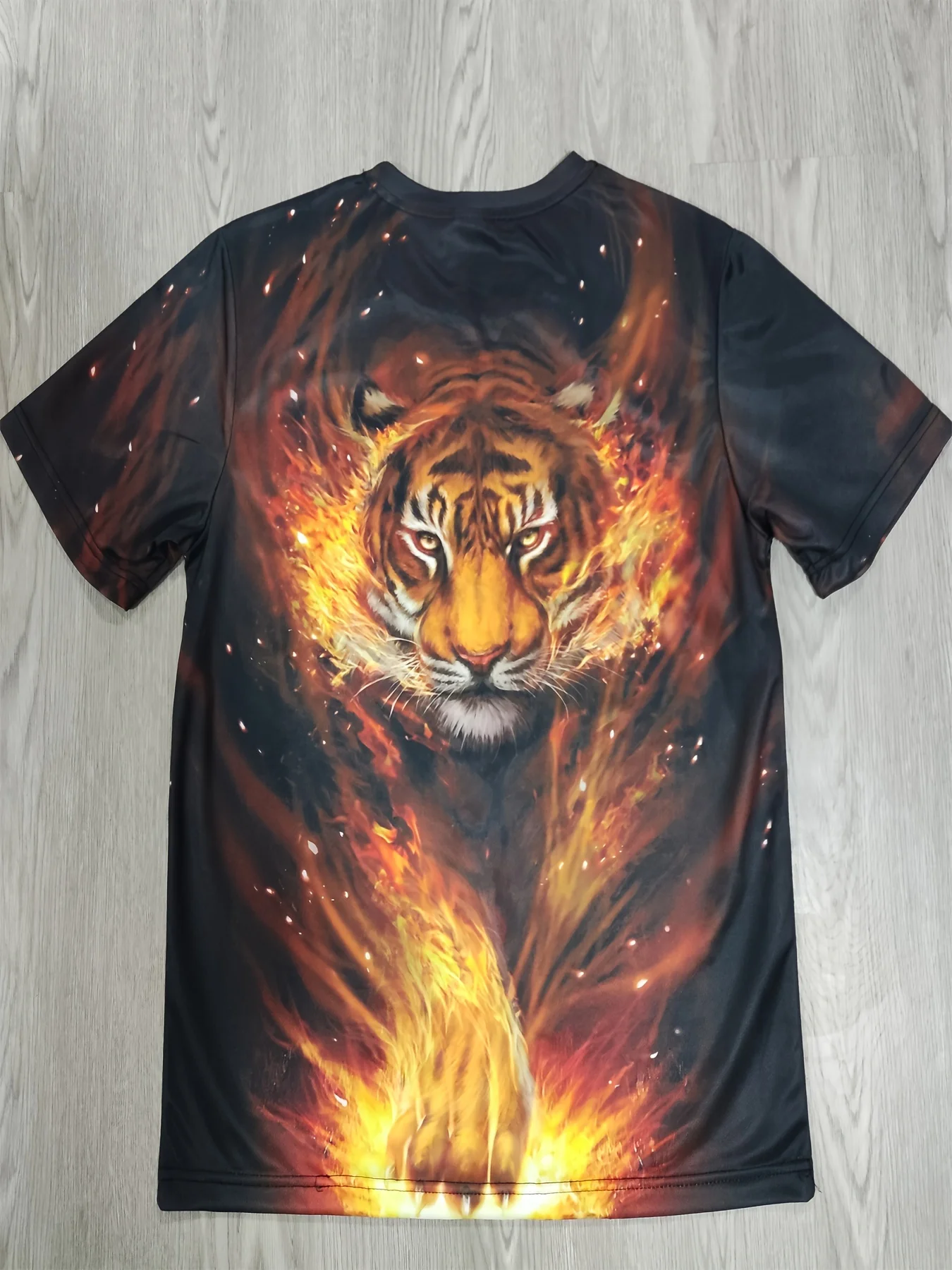 Cool Tiger Digital Graphic Print Men\'s Short Sleeve Crew Neck T-shirt, Summer Outdoor Streetwear