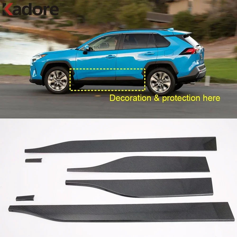 For Toyota RAV4 RAV 4 2019 2020 2021 2022 2023 2024 Carbon Side Door Body Trim Door Panel Streamer Molding Strip Car Accessories