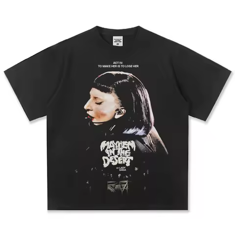 Lady Gaga Mayhem In The Desert Graphic T-Shirt Women Men Oversized Pop Singer Casual Cotton Short Sleeve Punk Fashion For Party