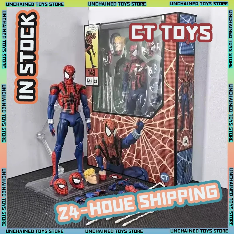 Ct Toys Spiderman Mafex 185, disfraz clásico, figura de acción de Spider-man, figura de Anime, estatua de Pvc, juguetes de modelos coleccionables, regalos para niños