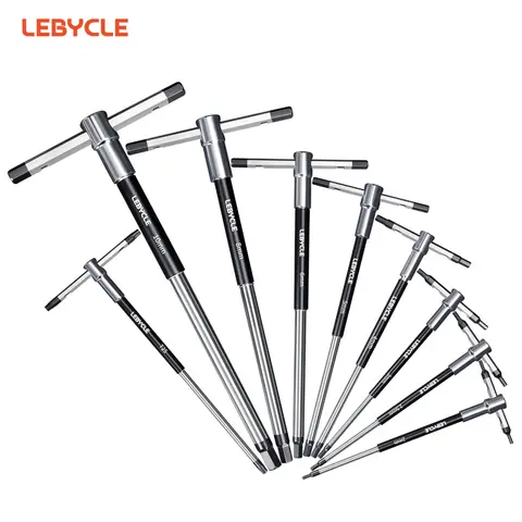 LEBYCLE MTB Road 9PCS Bicycle T-shaped Slider Rod Hexagonal Wrench 2.5 3 4 5 6 8 10mm T25 Bike Install And Remove Repair Tool
