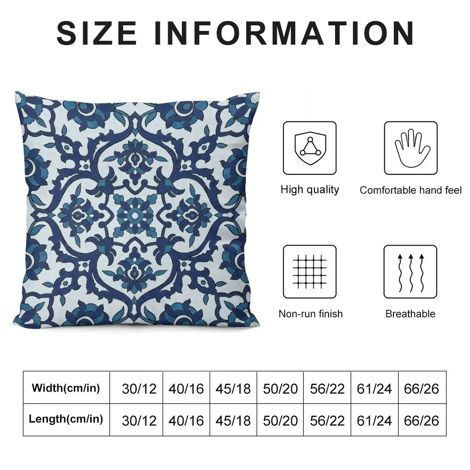 Blue Portuguese Azulejos Floral Tile Pattern Throw Pillow covers for pillows luxury throw pillow covers pillow