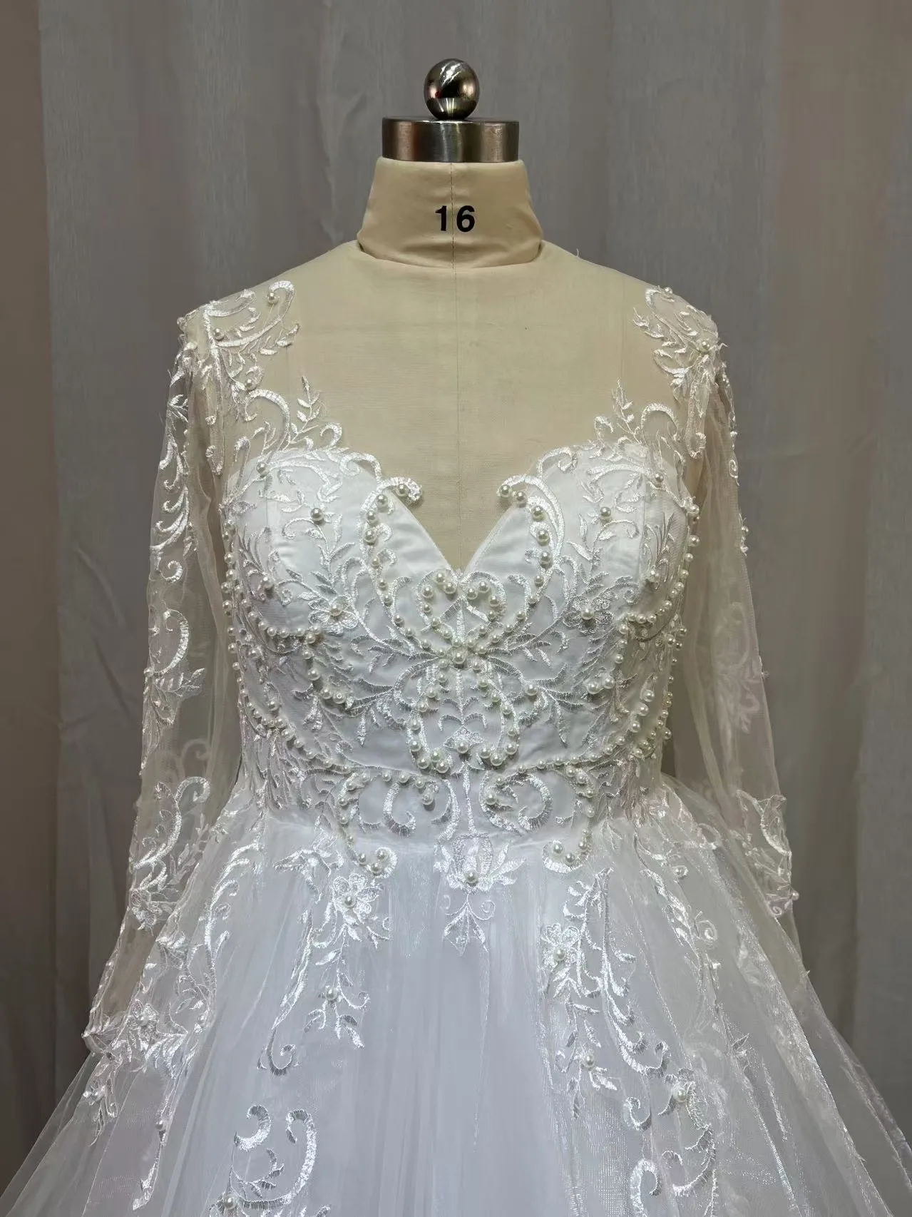 Vestido de novia de encaje personalizado 2025, bata de mariee, vestidos de novia transparentes de manga larga, vestidos de novia de corte a con ilusión personalizada