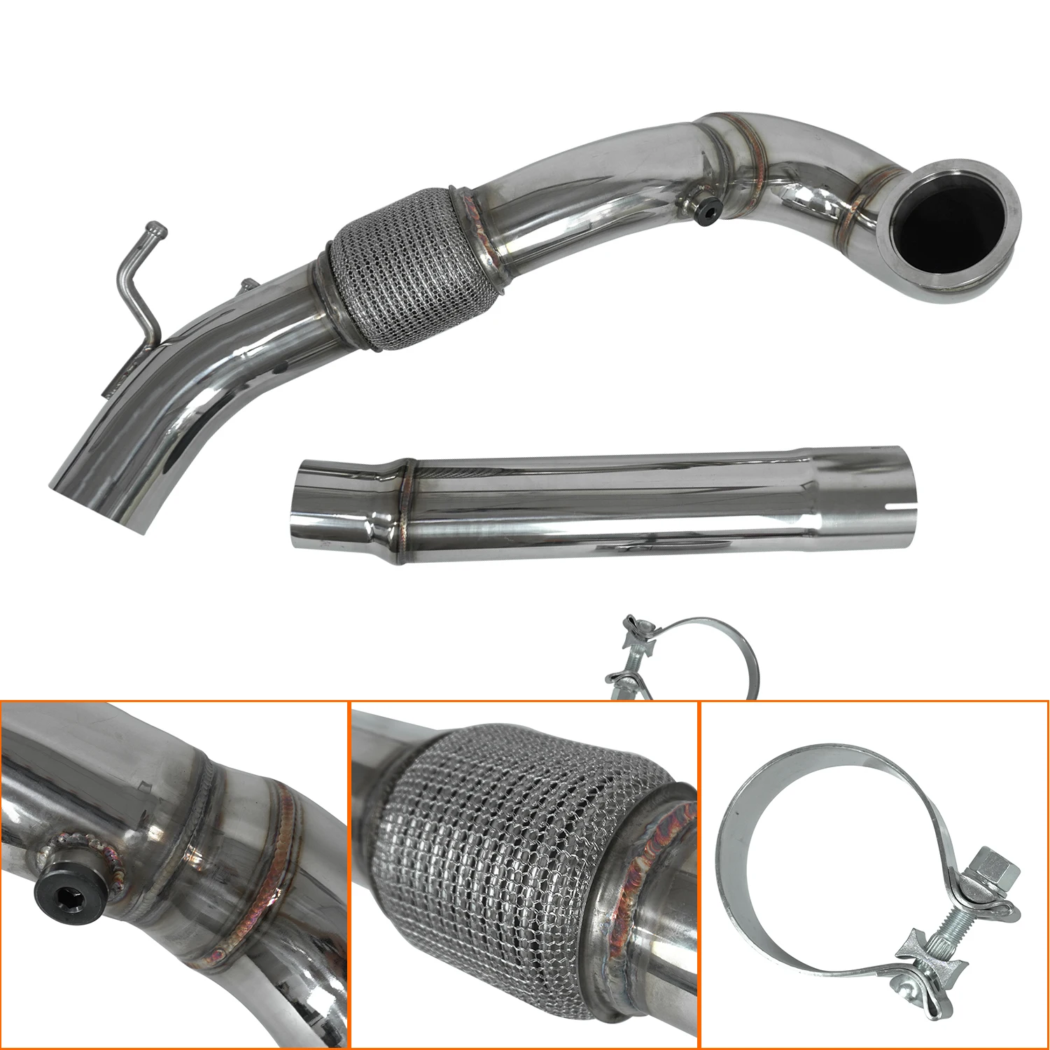 Tubo de escape para carro, para vw golf mk7 mk7.5 ea888 gen 3 audi a3 tt skoda octavia mk3 1.8t 2.0t 3.5 polegadas, tubo de escape sem gato