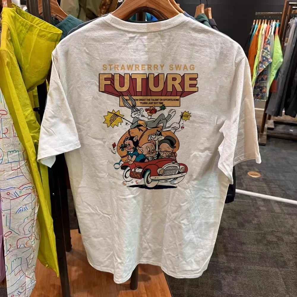 

American Fashion Brand High Quality Cotton Men's and Women's T-shirt Spring and Summer New Cartoon Printed Short Sleeve
