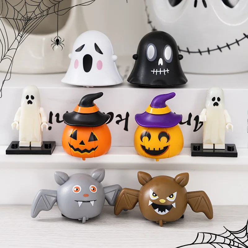 子供のためのハロウィーンのプルバックカーのおもちゃ,ゴースト,カボション,装飾品,クリエイティブ,ハロウィーン,子供へのギフト,ピース/セット