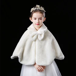 2-10 Years Autumn Girls Plush Jacket Keep Warm Little Princess Cloak Long Sleeve Shawl Christmas Birthday Party New Kids Clothes