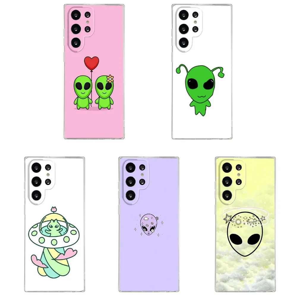 Aesthetics Cartoon alien space Phone Case Silicone Case For Samsung S30,S23,S21,S22,S20 Ultra,FE lite,S10,S9,S8 PIus Cover Clear