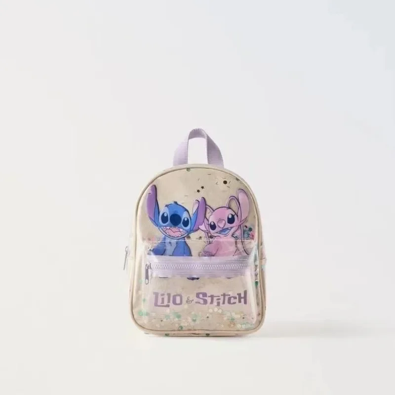 Disney Girls Backpacks Stitch Baby Kawaii Bags Print Sequin Travel Storage Fashionable Schoolbags Kindergarten Mini Backpack