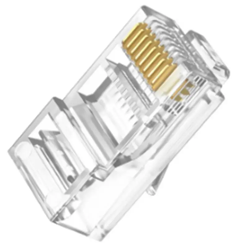 Exquisite-100Pcs RJ45 CAT6 Ethernet Network Modular Plug Gold-Plated 8P8C Crimp UTP Standard Crystal End Pass Through Connectors
