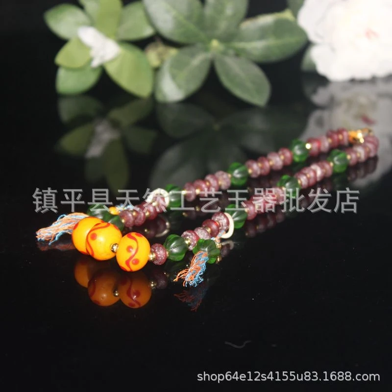 Ancient Han Dynasty Red Glazed Flying Saucer Bead Necklace, Clavicle Chain, Antique Old Glaze Item